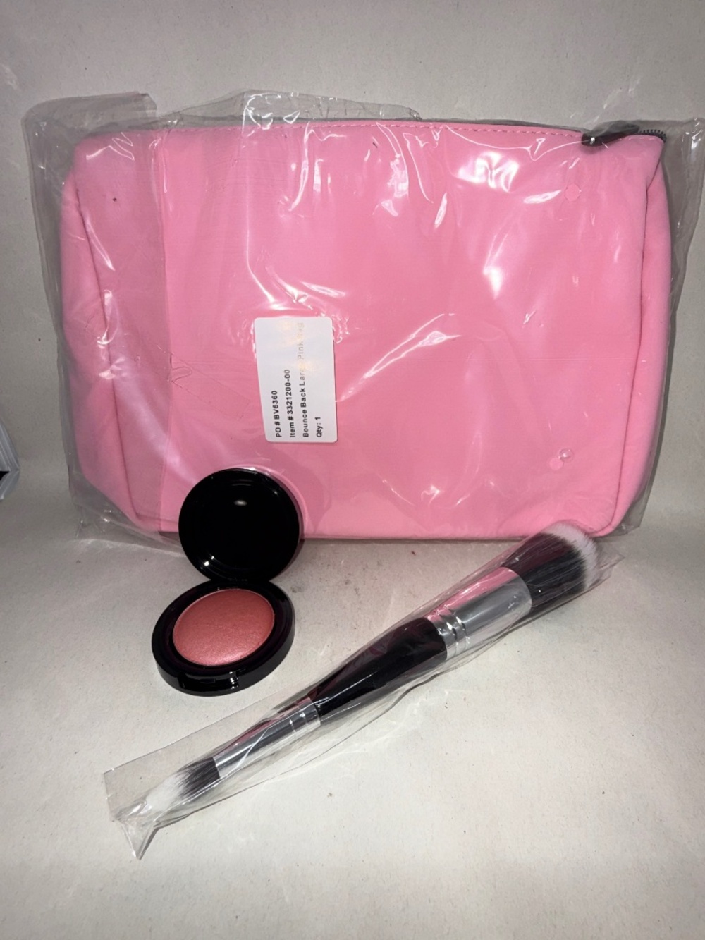 Mally Bounce Back Blush ROSE PETAL PINK + Double End Brush + Cosmetic Bag
